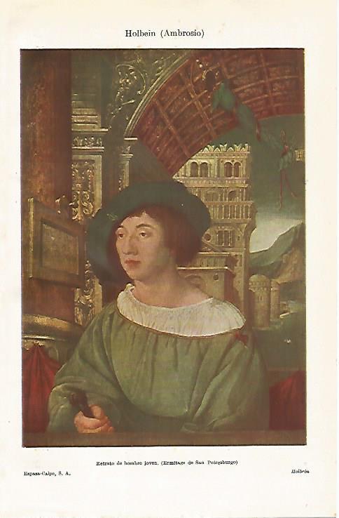 LAMINA ESPASA 30209: Retrato de hombre joven por A. Holbein