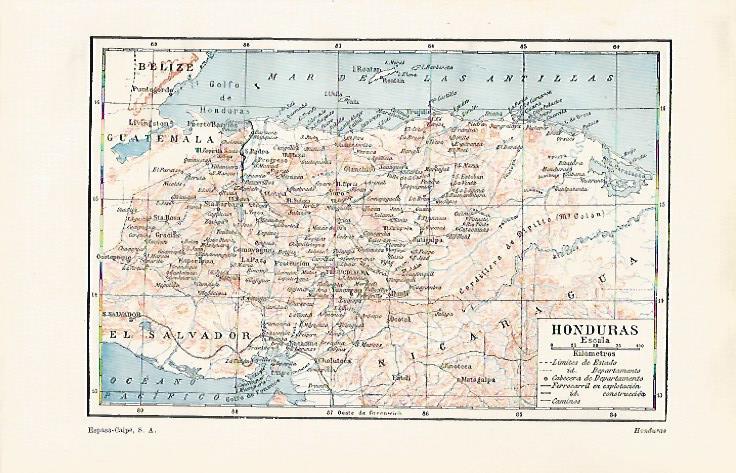 LAMINA ESPASA 30214: Mapa de Honduras