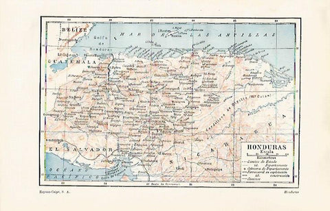 LAMINA ESPASA 30214: Mapa de Honduras
