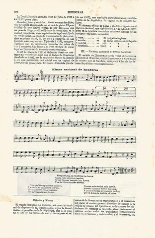 LAMINA ESPASA 30217: Himno nacional de Honduras
