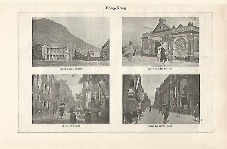 LAMINA ESPASA 30222: Palacio de Gobierno muelles y calles de Hong Kong