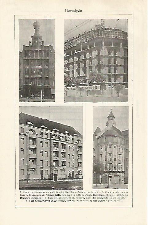 LAMINA ESPASA 30233: Almcenes Damians y Casa Sugranyes en Barcelona Casa de Institutrices en Pankow y Casa Kurfursteneck en Harlensee