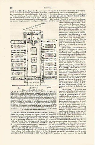 LAMINA ESPASA 30242: Planta del Hospital Lariboisiere de Paris