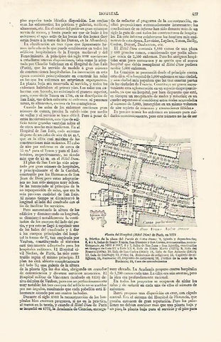 LAMINA ESPASA 30243: Planta del Hospital Hoel Dieu de Paris en 1772