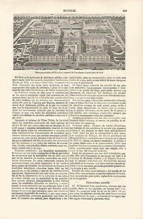 LAMINA ESPASA 30244: Hospital Comunal de Copenhague en 1870