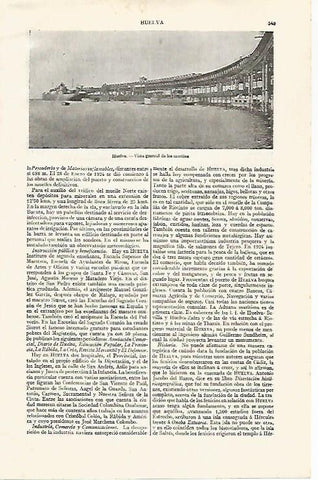 LAMINA ESPASA 30267: Vista de los muelles de Huelva