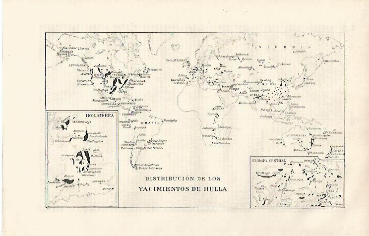 LAMINA ESPASA 30287: Mapa de los yacimientos de hulla