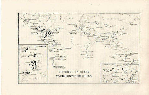 LAMINA ESPASA 30287: Mapa de los yacimientos de hulla