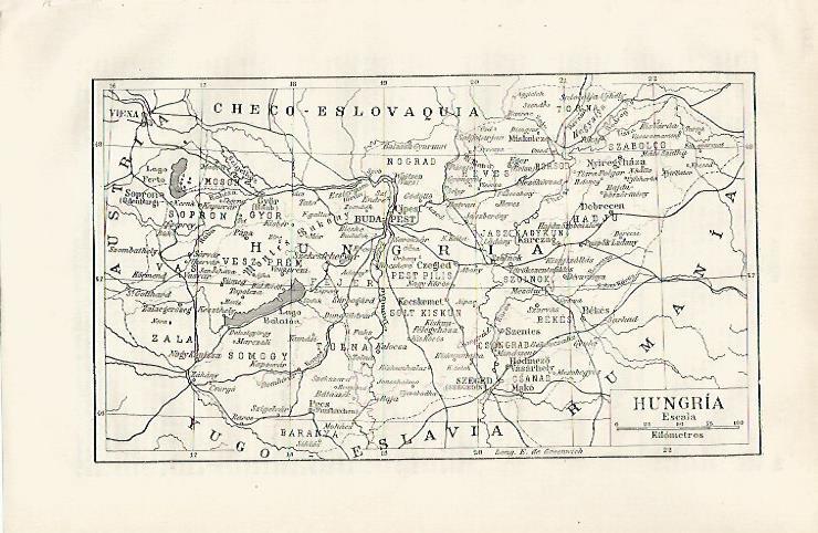 LAMINA ESPASA 30292: Mapa de Hungria