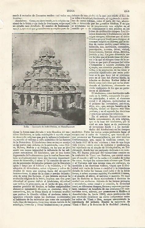 LAMINA ESPASA 30351: Santuario de Indhi Shithira en Mamallapuram India