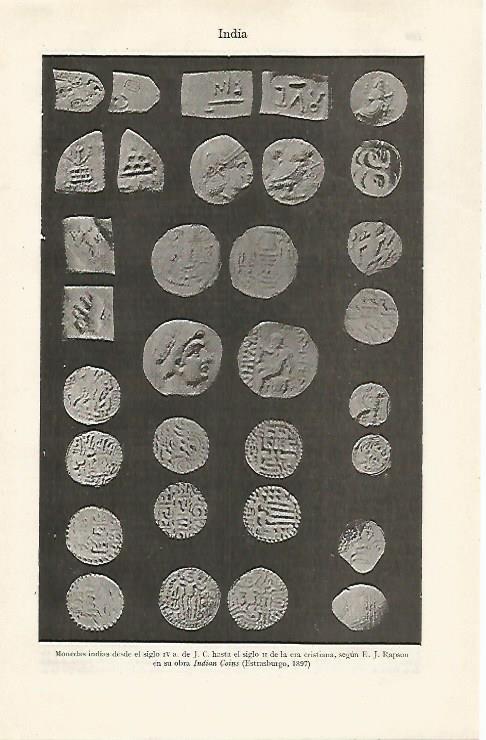 LAMINA ESPASA 30353: Monedas de India de los siglos IV a. C.