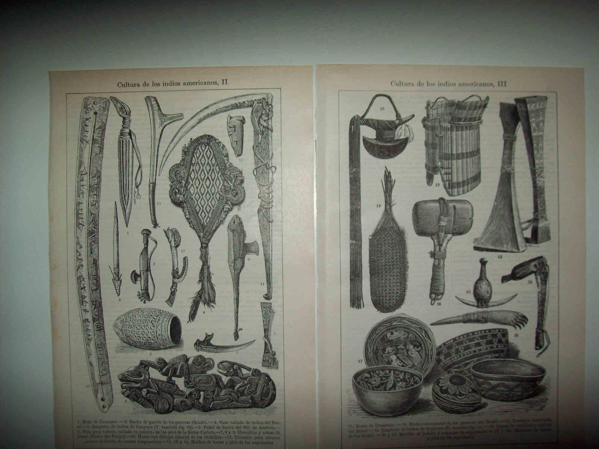 LAMINA ESPASA 30360: Utensilios de los indios americanos