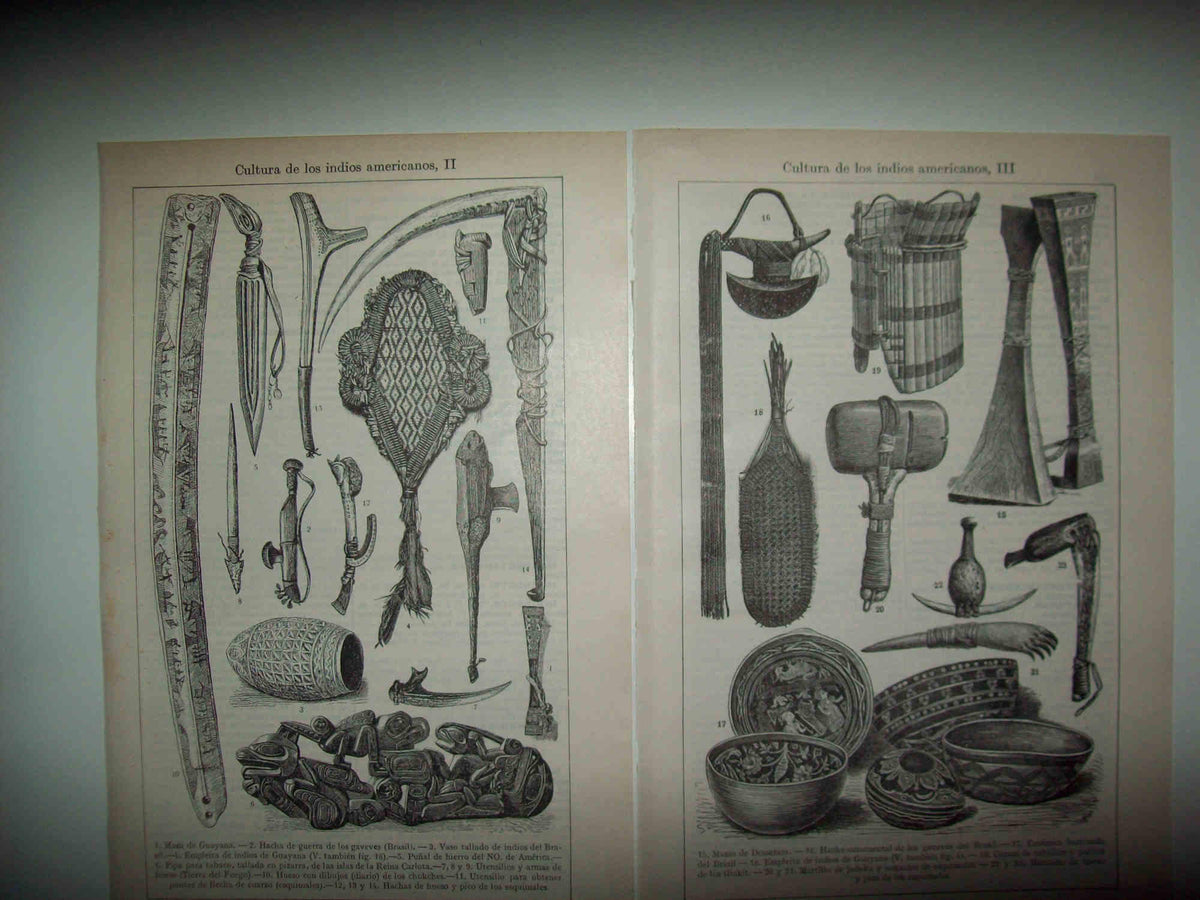 LAMINA ESPASA 30360: Utensilios de los indios americanos