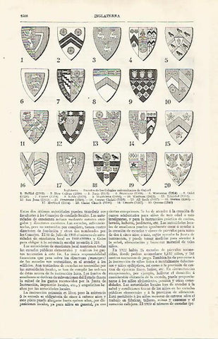 LAMINA ESPASA 30383: Escudos de los Colegios Univeersitarios de Oxford