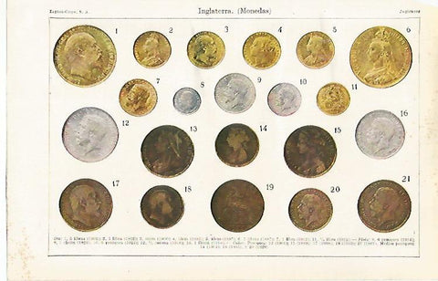 LAMINA ESPASA 30385: Monedas de Inglaterra