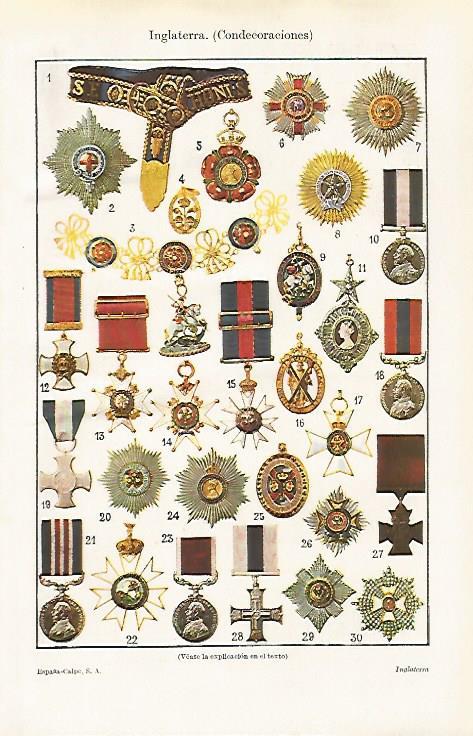LAMINA ESPASA 30388: Condecoraciones de Inglaterra