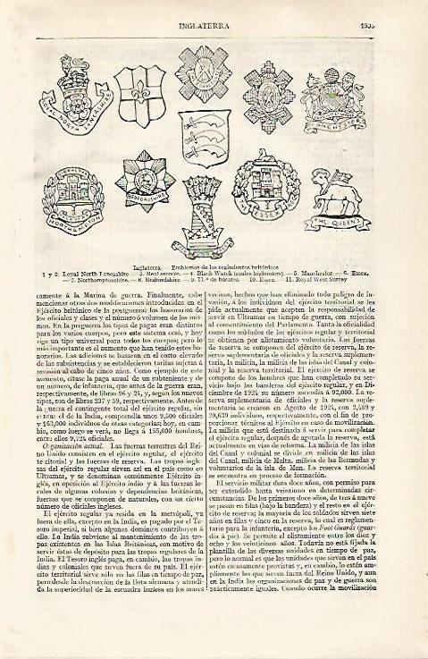 LAMINA ESPASA 30390: Emblemas del ejercito de Inglaterra