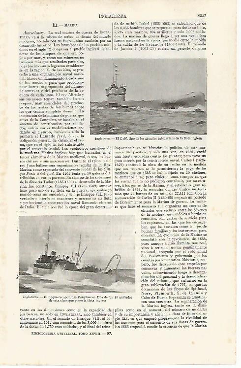 LAMINA ESPASA 30392: Submarinos de la flota inglesa