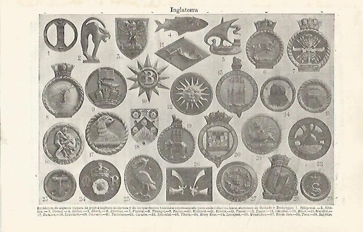 LAMINA ESPASA 30393: Emblemas de buques de Inglaterra