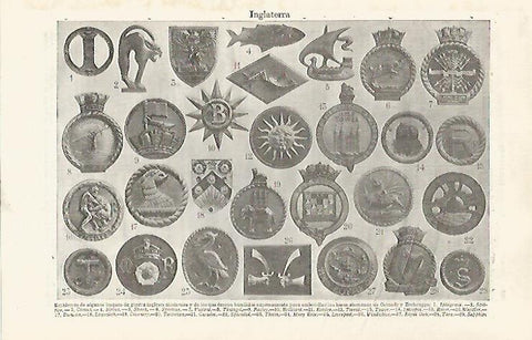 LAMINA ESPASA 30393: Emblemas de buques de Inglaterra