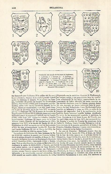 LAMINA ESPASA 30396: Escudos de los reyes de Inglaterra