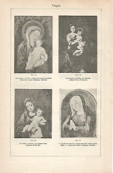 LAMINA ESPASA 30428: La Virgen y el Niño por Galdeano Murillo y Alonso Cano