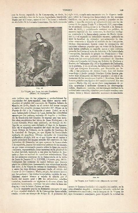 LAMINA ESPASA 30431: La Virgen por Escalante y Valdes Leal