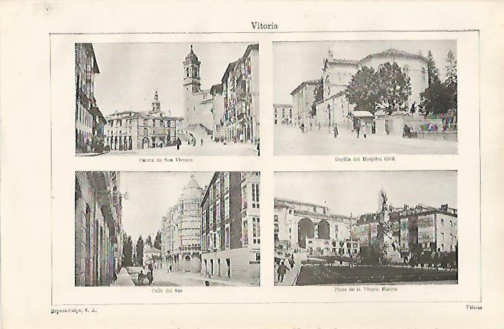 LAMINA ESPASA 30473: Hospital Civil Calle del sur y Plaza de la Virgen Blanca en Vitoria