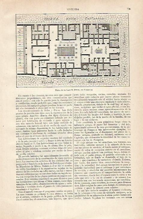 LAMINA ESPASA 30487: Plano de la Casa de Pansa en Pompeya