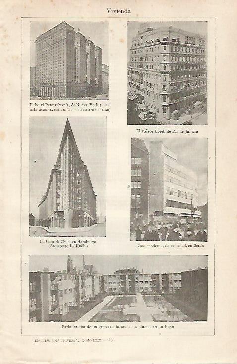 LAMINA ESPASA 30491: Viviendas en Nueva York Rio de Janeiro Hamburgo Berlin y La Haya