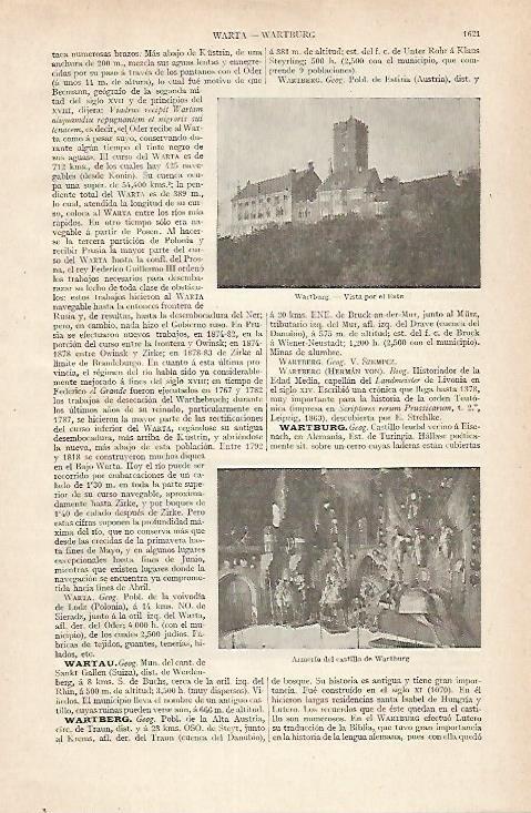 LAMINA ESPASA 30524: Castillo de Wartburg Alemania