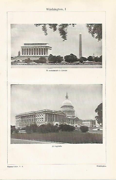 LAMINA ESPASA 30528: Monumento a Lincoln y Capitolio en Washington