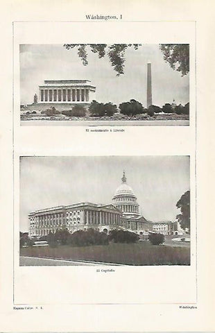 LAMINA ESPASA 30528: Monumento a Lincoln y Capitolio en Washington