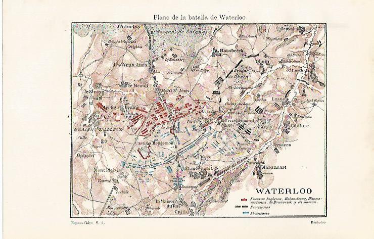LAMINA ESPASA 30530: Mapa de la batalla de Waterloo