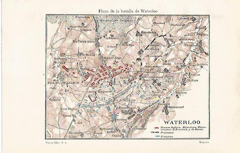 LAMINA ESPASA 30530: Mapa de la batalla de Waterloo