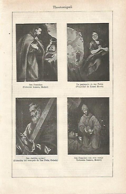LAMINA ESPASA 30561: San Francisco La penitencia de San Pedro San Andres y San Francisco con otro monje por el Greco