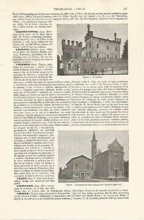 LAMINA ESPASA 30570: Castillo de Thiene Italia