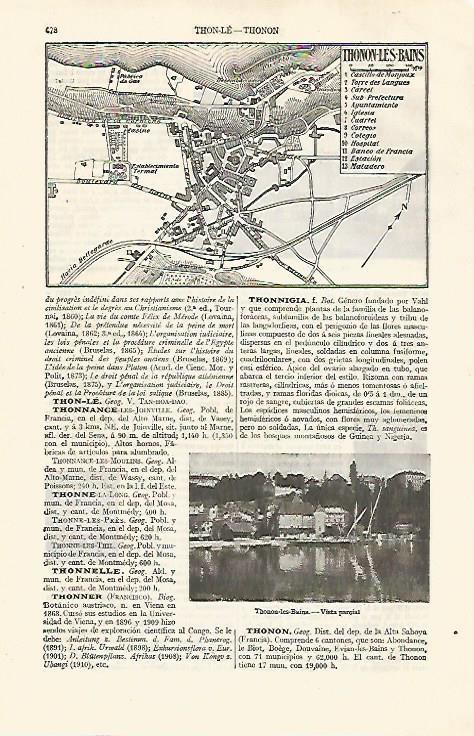 LAMINA ESPASA 30579: Plano de Thonon les Bains Francia