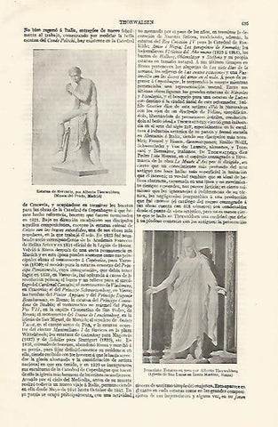 LAMINA ESPASA 30583: Estatua de Mercurio y Jesucristo por A. Thorwaldsen