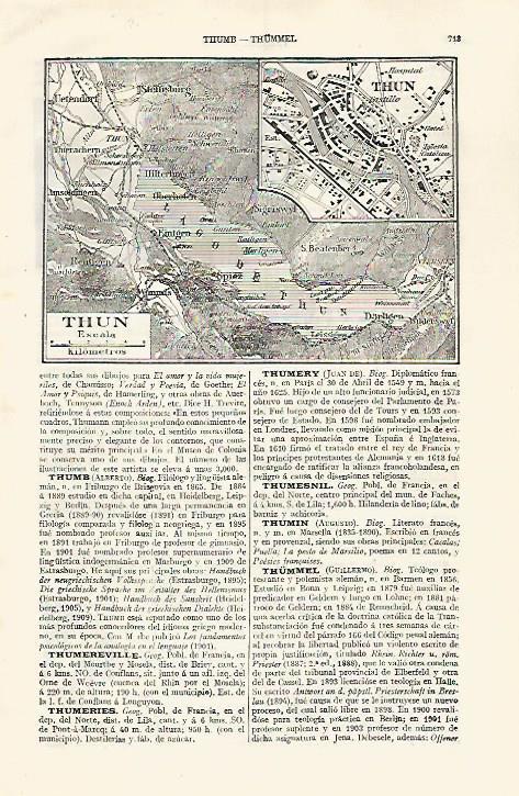 LAMINA ESPASA 30585: Mapa de Thun Francia
