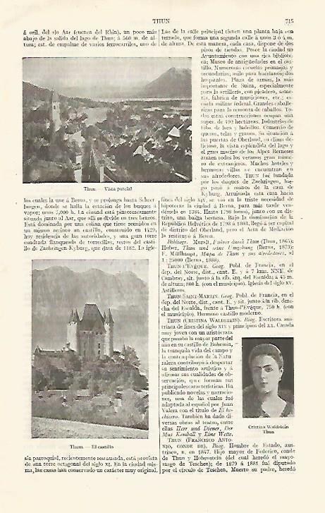 LAMINA ESPASA 30586: Castillo y vista de Thun Francia