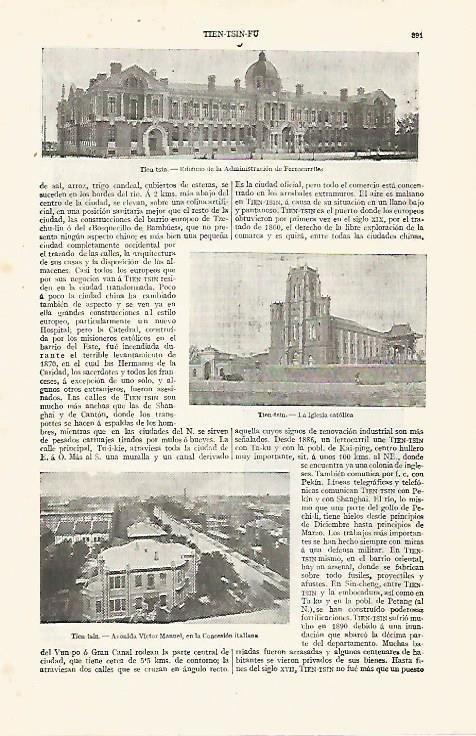 LAMINA ESPASA 30612:  Edificio de la Administracion de Ferrocarriles en Tien Tsin China