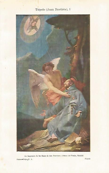 LAMINA ESPASA 30613: La Impresion de las llagas de San Francisco por Tiepolo