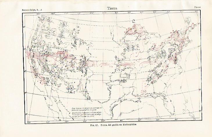 LAMINA ESPASA 30624: Mapa de Norteamerica con a forma del geoide