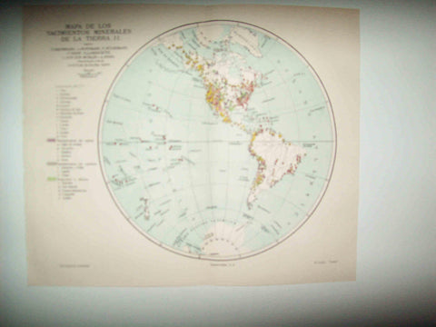 LAMINA ESPASA 30633: Mapa de yacimientos minerales de la Tierra