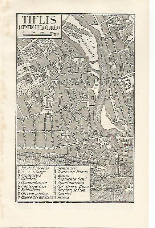 LAMINA ESPASA 30637: Plano del centro de Tiflis Rusia