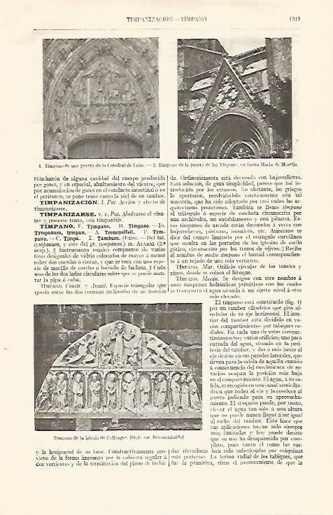 LAMINA ESPASA 30657: Timpano de la catedral de Leon y de Santa Maria de Morella