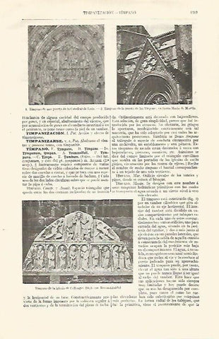 LAMINA ESPASA 30657: Timpano de la catedral de Leon y de Santa Maria de Morella