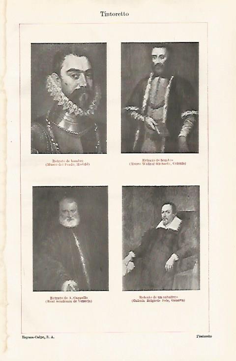 LAMINA ESPASA 30675: Retrratos de hombre Retrato de A. Cappello y Retrato de un caballero por Tintoretto