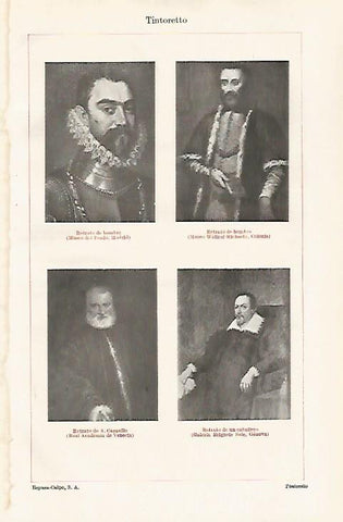 LAMINA ESPASA 30675: Retrratos de hombre Retrato de A. Cappello y Retrato de un caballero por Tintoretto
